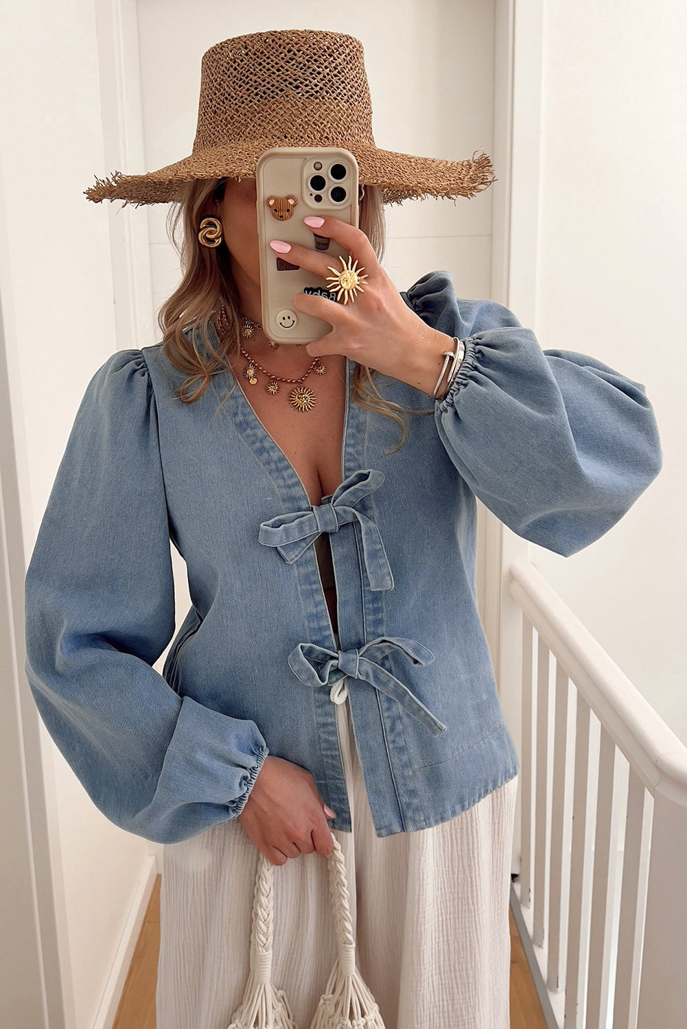 Tie Front Denim Top - Authentic Country Clothing from Working Bull
