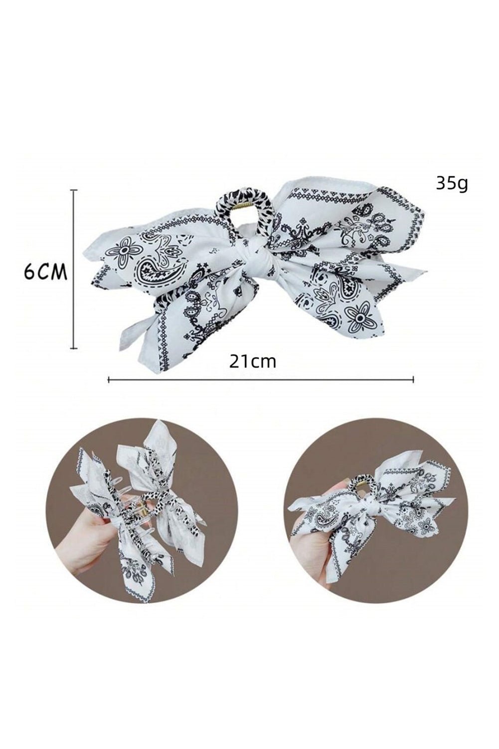 Black Paisley Floral Print Bow Knot Hair Clip - authentic country fashion from Working Bull