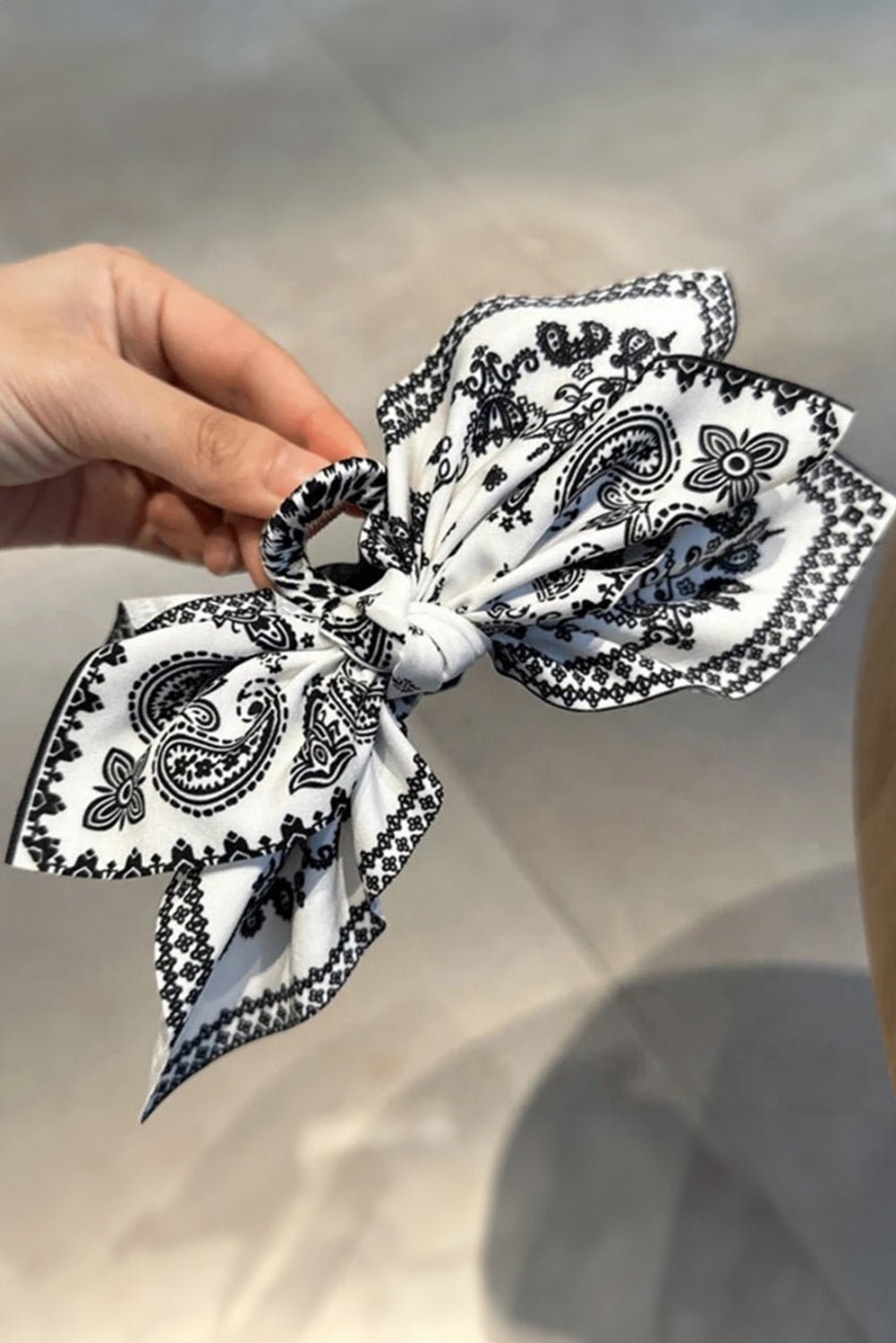Black Paisley Floral Print Bow Knot Hair Clip - authentic country fashion from Working Bull