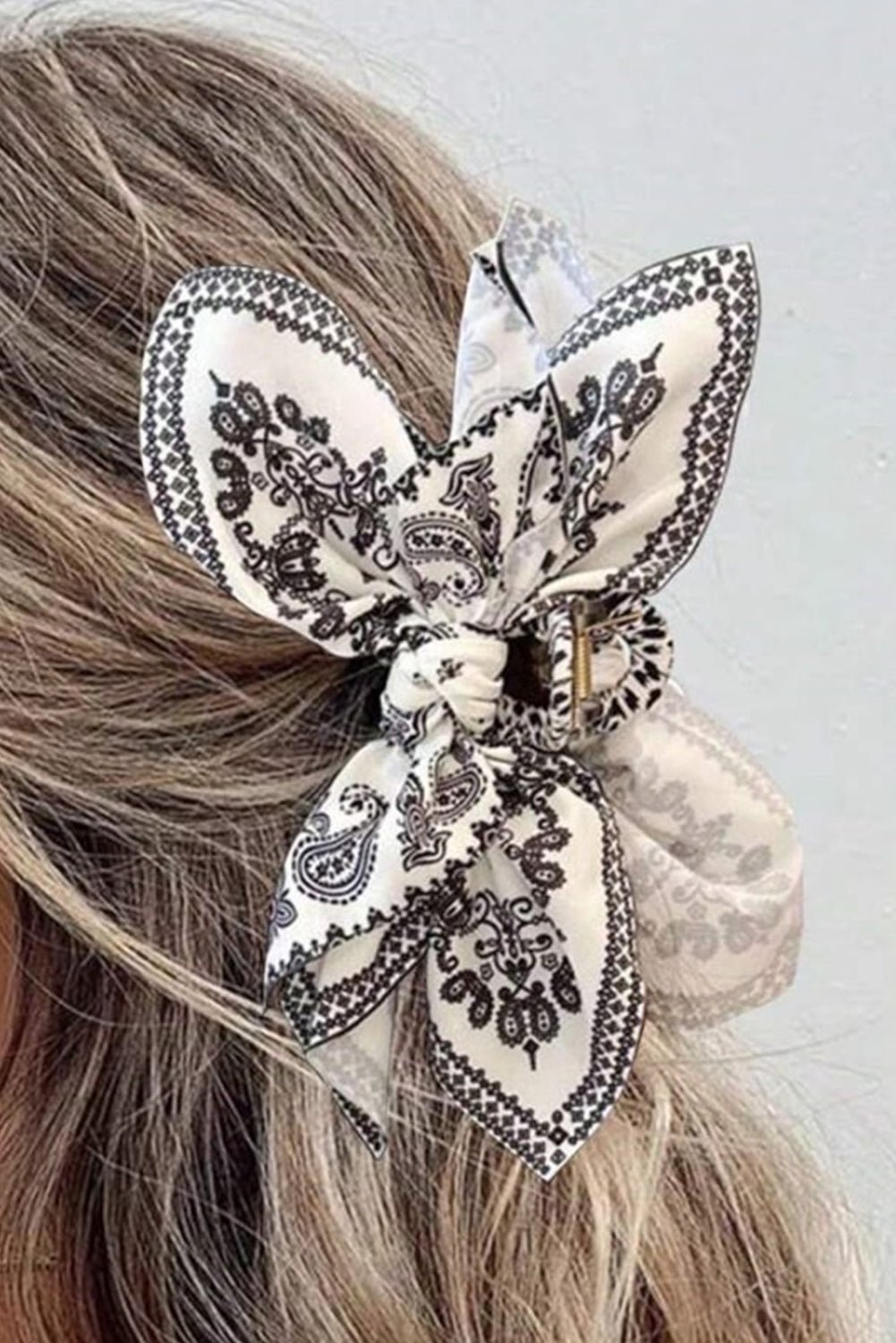 Black Paisley Floral Print Bow Knot Hair Clip - authentic country fashion from Working Bull