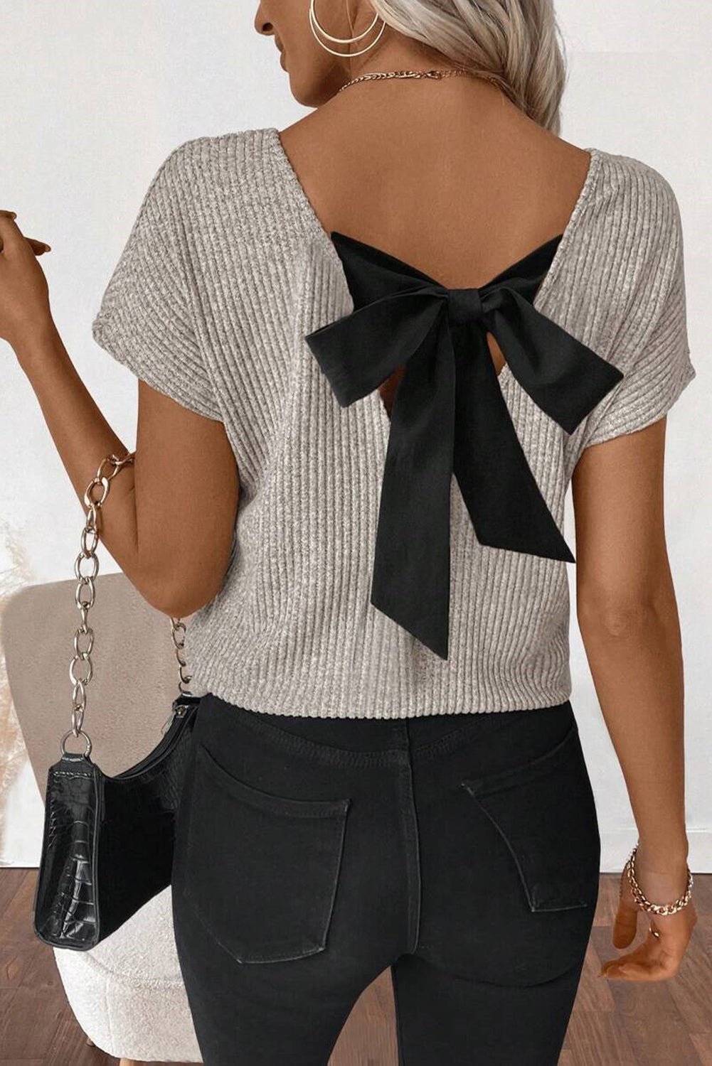 Bow Back Ribbed Top - authentic Country Fashion from Working Bull