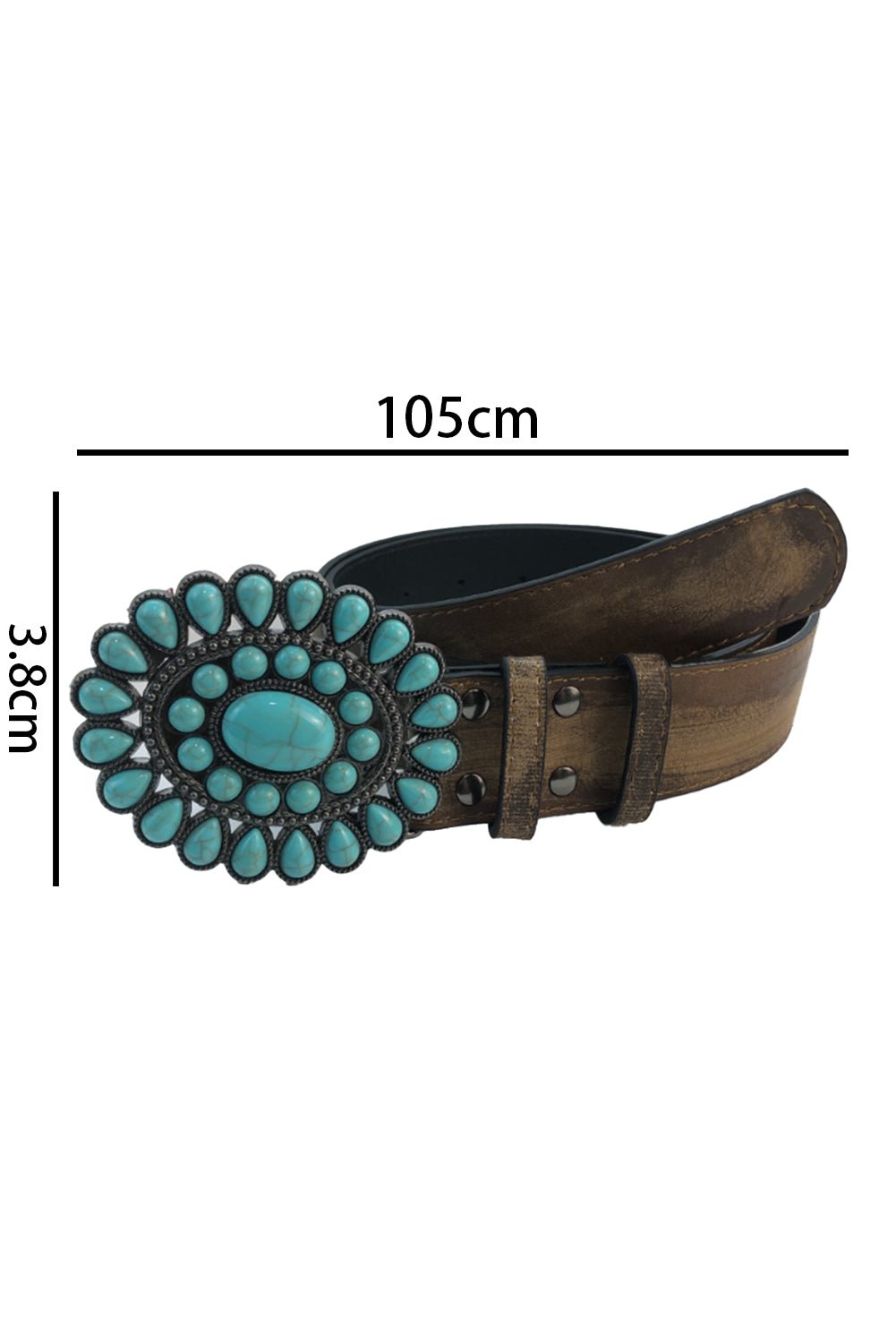 Light Blue Boho Turquoise Decor Wide Belt - authentic country fashion from Working Bull